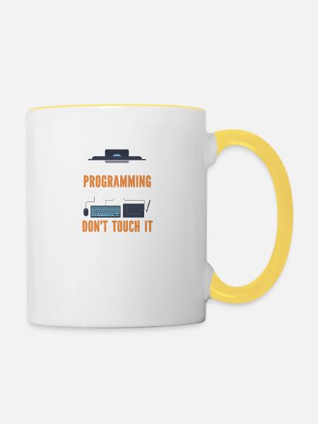 Programmierer Programmierung Code Computer - Tasse zweifarbig - Weiß/Gelb