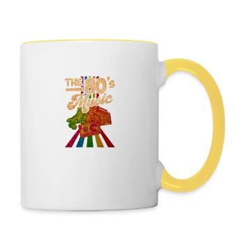 80er Jahre Lied - Tasse zweifarbig - Weiß/Gelb - Rechts