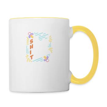 Zwillinge Mama Zwilling Baby Zwillingsmama - Tasse zweifarbig - Weiß/Gelb - Rechts