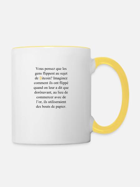 ₿TeeSee - Tasse zweifarbig - Weiß/Gelb