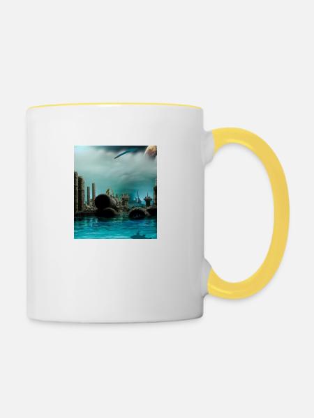Wasserruine - Tasse zweifarbig - Weiß/Gelb