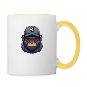 Monkey with cap - Contrasting Mug - white/yellow - Right