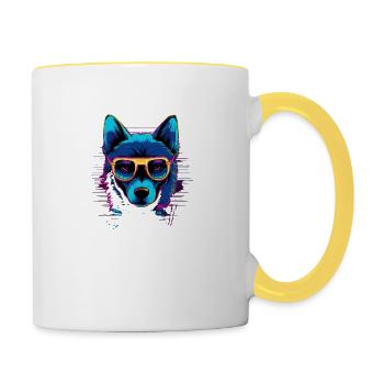 Neon Dog for Black - Contrasting Mug - white/yellow - Right