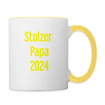 Proud Dad 2024 – for new fathers - Contrasting Mug - white/yellow - Right