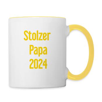 Proud Dad 2024 – pour les nouveaux papas - Mug contrasté - blanc/jaune - Droite