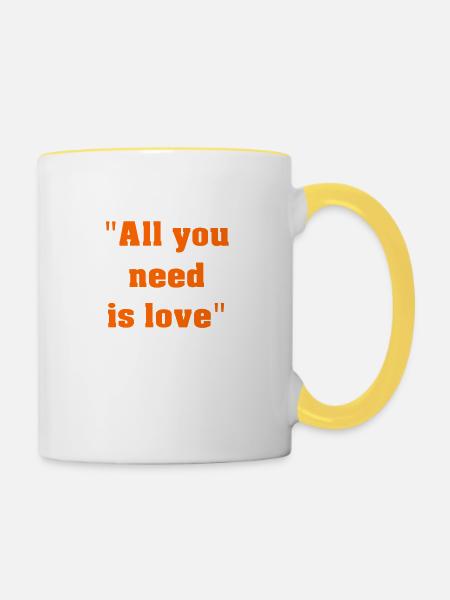 Love Anthem Typography - Tasse zweifarbig - Weiß/Gelb