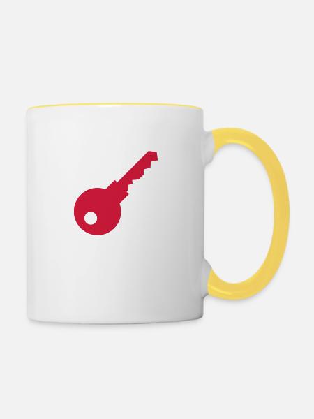 Schlüssel - Tasse zweifarbig - Weiß/Gelb