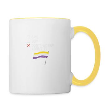 Girl Boy Don't Worry About It Non Binary Pride - Tasse zweifarbig - Weiß/Gelb - Rechts