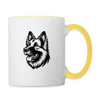 German Shepherd Drawing Head - Contrasting Mug - white/yellow - Right