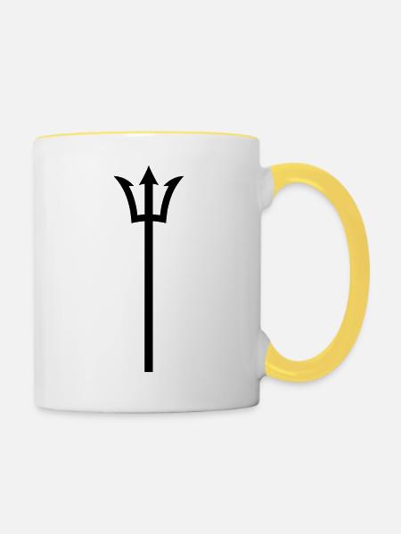 Dreizack - Tasse zweifarbig - Weiß/Gelb