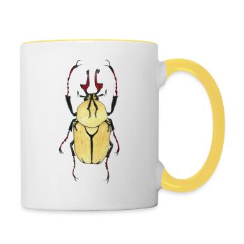 kaefer heller Panzer rotes Geweih - Tasse zweifarbig - Weiß/Gelb - Rechts
