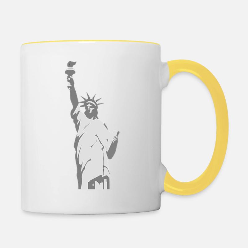 statue de la liberté - Mug contrasté - blanc/jaune