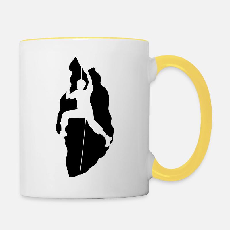 column wall climber climbing mountains high sport - Contrasting Mug - white/yellow