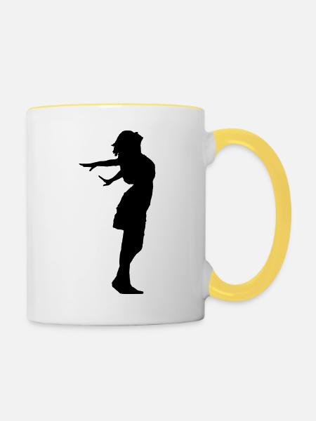 Fliegende Frau - Tasse zweifarbig - Weiß/Gelb