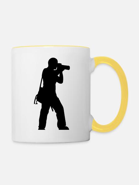 fotograf - Tasse zweifarbig - Weiß/Gelb