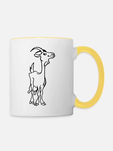 Ziegen Kitz - Tasse zweifarbig - Weiß/Gelb