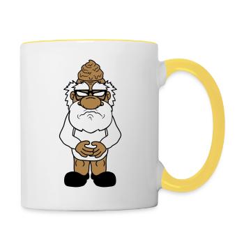 scheisse kacke sauer boese veraergert kot haufen h - Tasse zweifarbig - Weiß/Gelb - Rechts