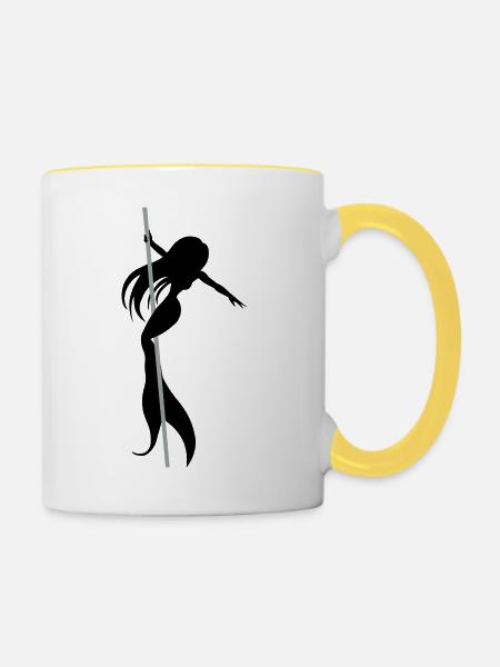 Pole Dance Nixe - Tasse zweifarbig - Weiß/Gelb