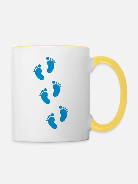 Baby Füße - Tasse zweifarbig - Weiß/Gelb