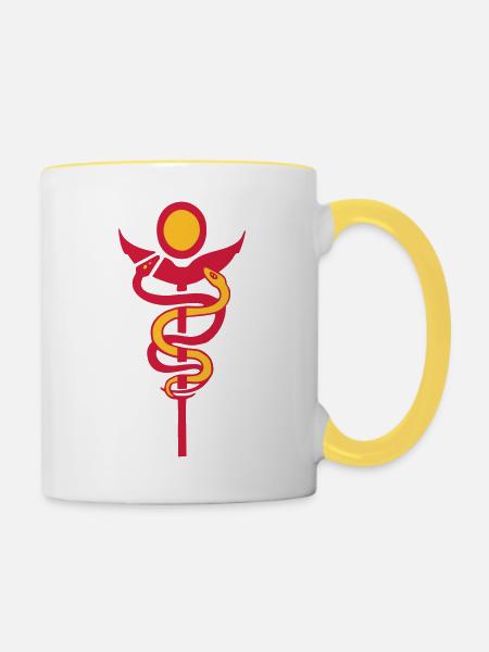 Caduceus physio - Tasse zweifarbig - Weiß/Gelb