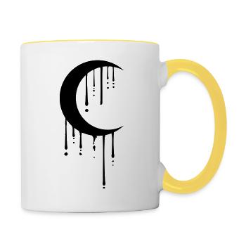 mond sichelmond halbmond nacht vollmond graffiti t - Tasse zweifarbig - Weiß/Gelb - Rechts