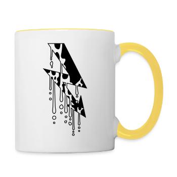 strom farbe schmelzen tropfen graffiti elektrisch - Tasse zweifarbig - Weiß/Gelb - Rechts