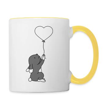Balloon Heart Love Rabbit Haeschen Rabbit Klei - Contrasting Mug - white/yellow - Right