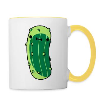 kleine gurke mit - Tasse zweifarbig - Weiß/Gelb - Rechts