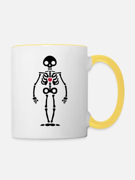 Skelett - Tasse zweifarbig - Weiß/Gelb