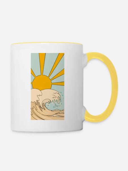 Sun and Waves - Tasse zweifarbig - Weiß/Gelb