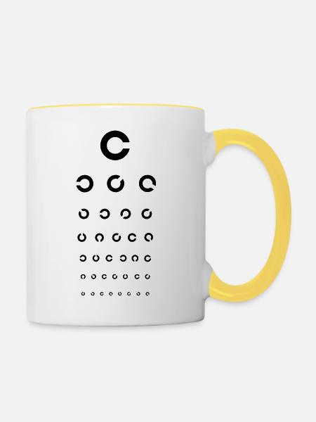 Sehtest Augenoptiker - Tasse zweifarbig - Weiß/Gelb