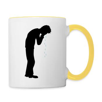 Heulen Tropfen Depression - Tasse zweifarbig - Weiß/Gelb - Rechts