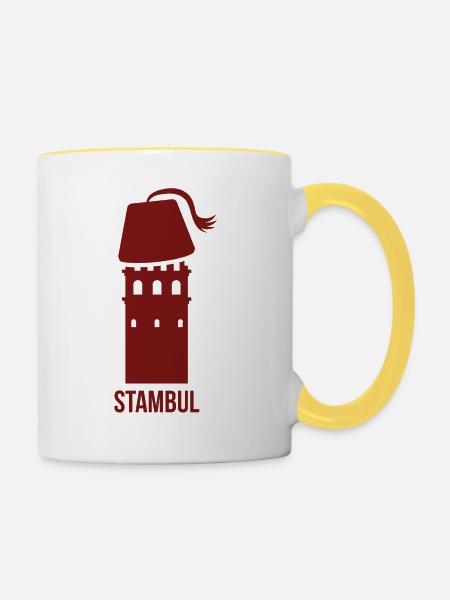 Stambul Buchcover - Tasse zweifarbig - Weiß/Gelb
