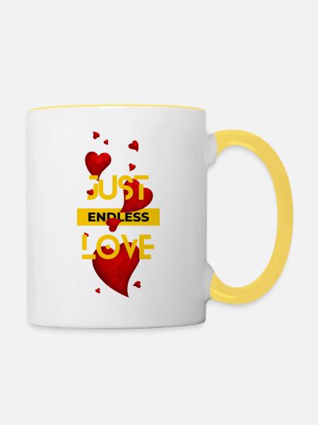 Endlose Liebe - Tasse zweifarbig - Weiß/Gelb