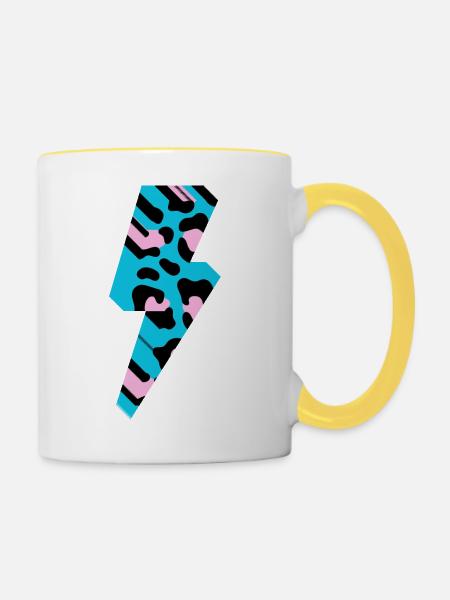 Leopard Blitz 3D - Tasse zweifarbig - Weiß/Gelb
