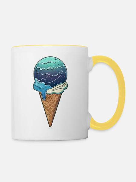 Eis-Planet Uranus - Tasse zweifarbig - Weiß/Gelb