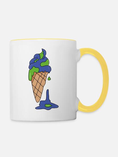Eis Klimawandel - Tasse zweifarbig - Weiß/Gelb