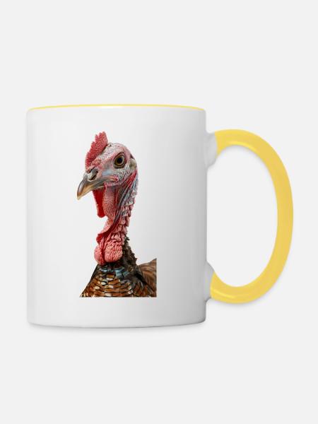 Truthahn - Tasse zweifarbig - Weiß/Gelb