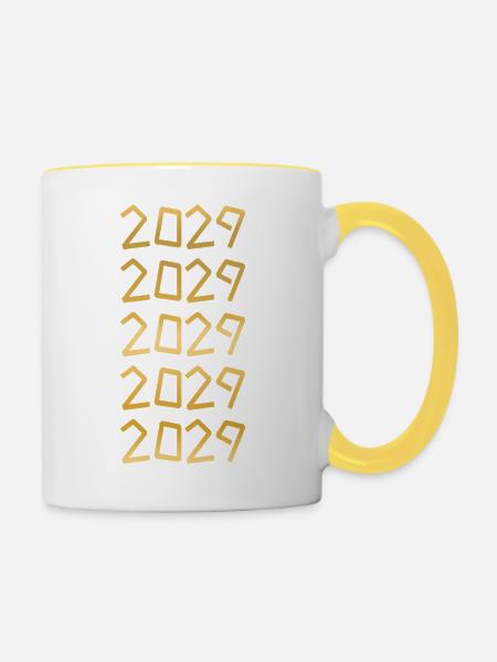 Jahrgang 2029 - Tasse zweifarbig - Weiß/Gelb