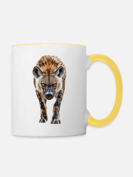 Hyäne - Tasse zweifarbig - Weiß/Gelb