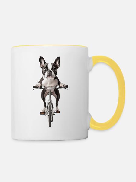 Boston Terrier - Tasse zweifarbig - Weiß/Gelb