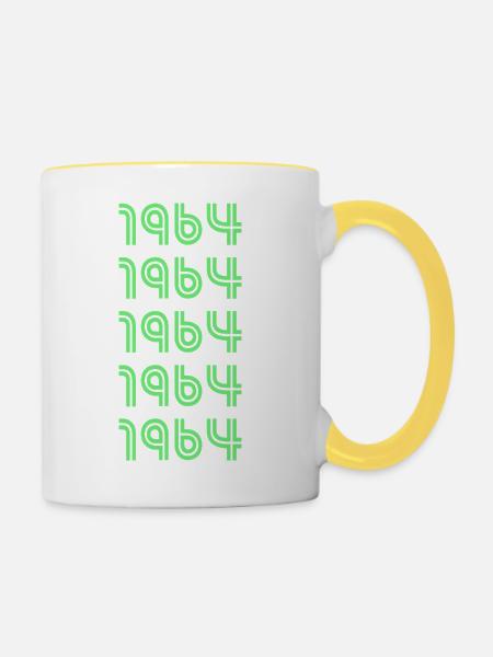 Geburtsjahr 1964 - Tasse zweifarbig - Weiß/Gelb