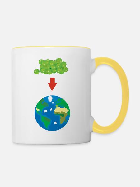 Erbsen auf der Erde - Tasse zweifarbig - Weiß/Gelb