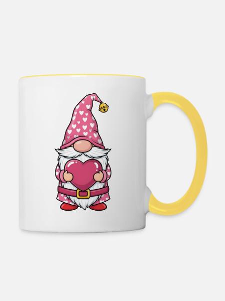Valentine Gnomes - Tasse zweifarbig - Weiß/Gelb