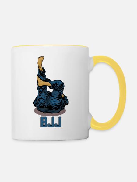 BJJ Triangle - Tasse zweifarbig - Weiß/Gelb