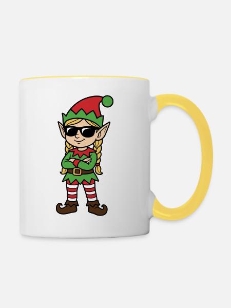 Rot-Grüner Rebellenelf - Tasse zweifarbig - Weiß/Gelb