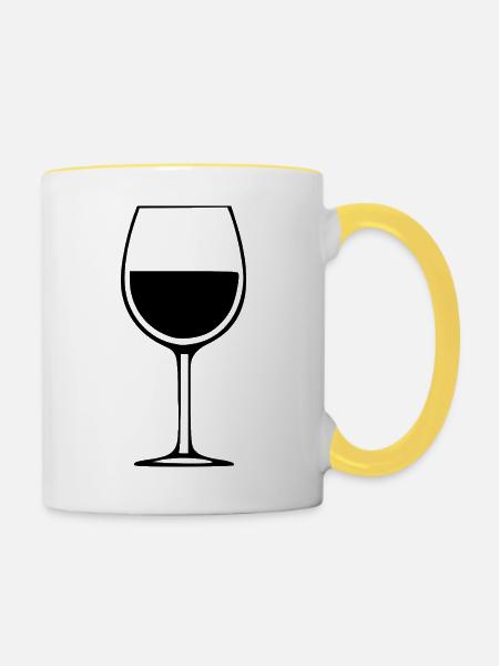 Wein Weinglas Geschenk Weintrinker - Tasse zweifarbig - Weiß/Gelb