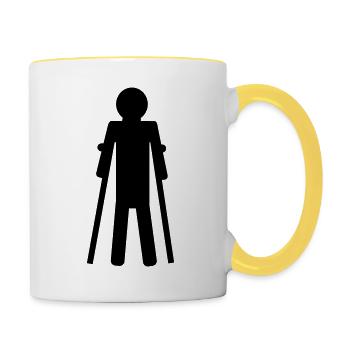 Krückenmann - Tasse zweifarbig - Weiß/Gelb - Rechts