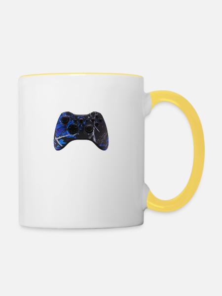 Kontroll-Freak - Tasse zweifarbig - Weiß/Gelb