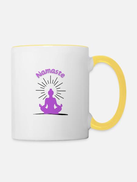 Namaste lila - Tasse zweifarbig - Weiß/Gelb